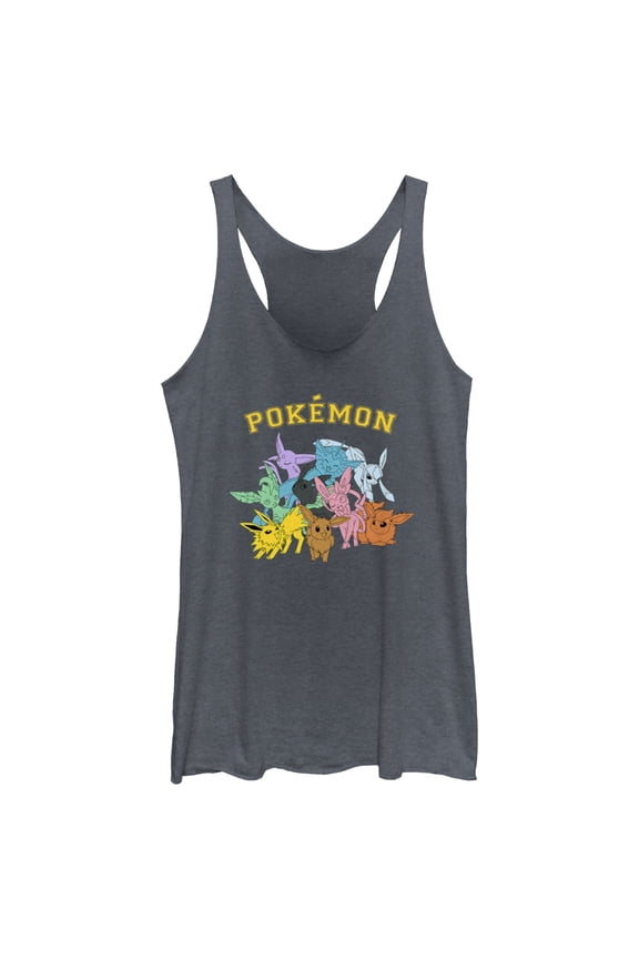 Women's Pokemon Eeveelutions Racerback Tank Top Navy Blue Heather X Large
