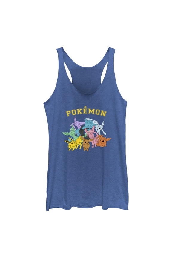 Women's Pokemon Eeveelutions Racerback Tank Top Royal Blue Heather Medium