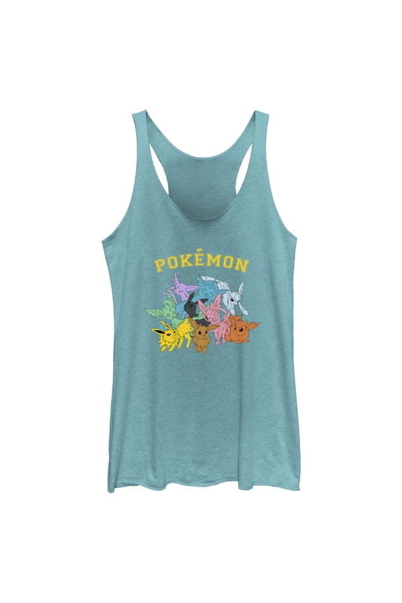 Women's Pokemon Eeveelutions Racerback Tank Top Tahiti Blue Large