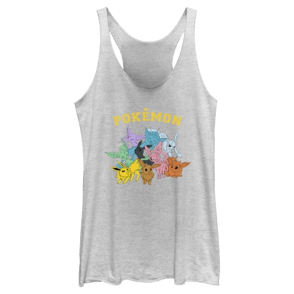 Women's Pokemon Eeveelutions Racerback Tank Top White Heather Large