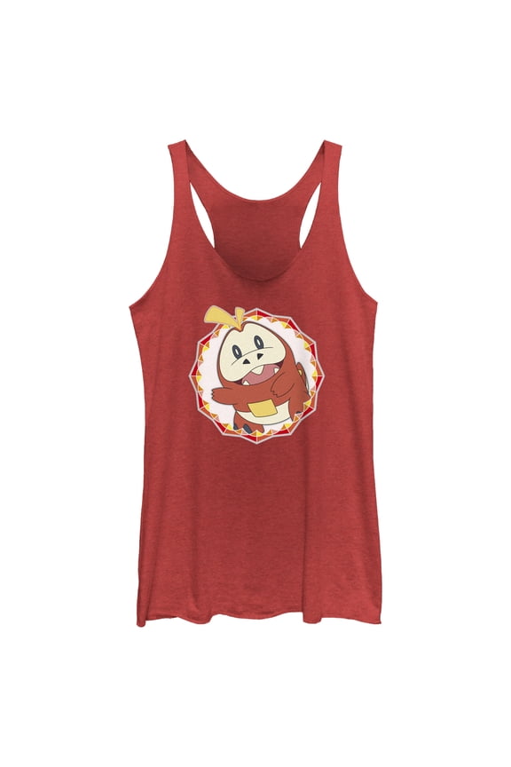 Women's Pokemon Fuecoco Circle Racerback Tank Top Red Heather X Large