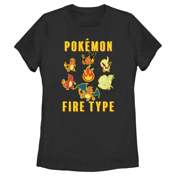Women's Pokemon Generations Fire Type Graphic Tee Black Small