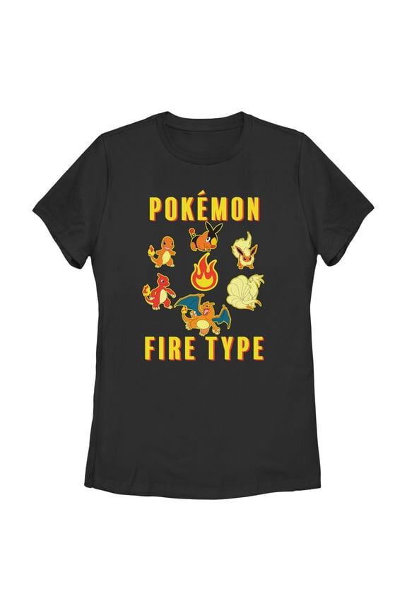 Women's Pokemon Generations Fire Type Graphic Tee Black X Large