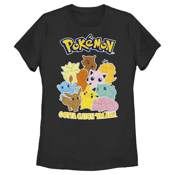 Women's Pokemon Gotta Catch 'Em All Group  Graphic Tee Black 2X Large