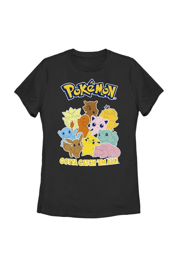 Women's Pokemon Gotta Catch 'Em All Group Graphic Tee Black 2X Large