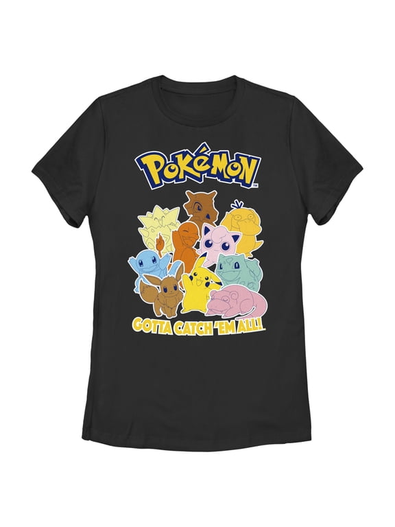 Women's Pokemon Gotta Catch 'Em All Group Graphic Tee Black Small