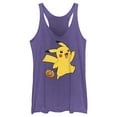 thumbnail image 1 of Women's Pokemon Halloween Trick-or-Treating Pikachu Racerback Tank Top Purple Heather Small, 1 of 4
