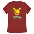 thumbnail image 1 of Women's Pokemon Logo Pikachu Wink  Graphic Tee Red Small, 1 of 4