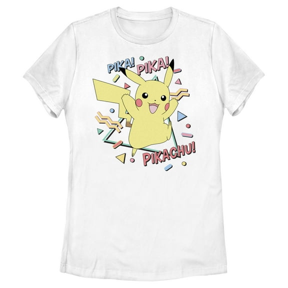 Women's Pokemon Pikachu 80s Party  Graphic Tee White 2X Large