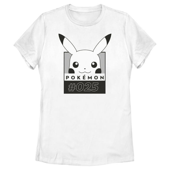 Women's Pokemon Pikachu Black and White Graphic Tee White 2X Large
