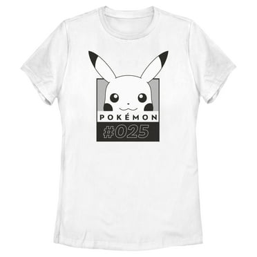 Women's Pokemon Pikachu Black and White  Graphic Tee White X Large
