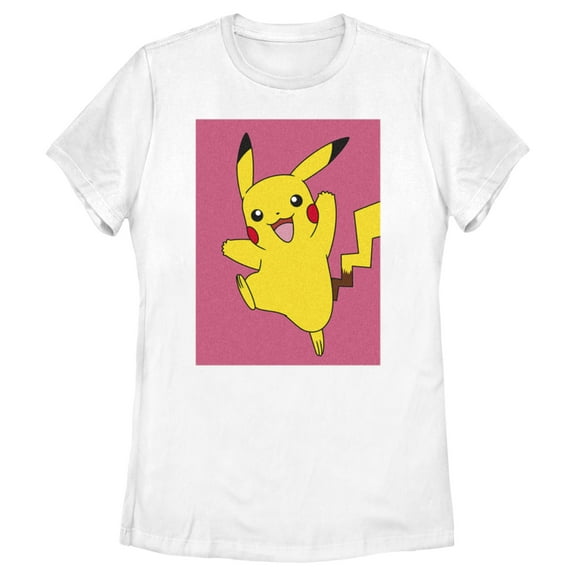 Women's Pokemon Pikachu Happy Jump  Graphic Tee White Small