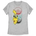thumbnail image 1 of Women's Pokemon Pikachu Poke Balls  Graphic Tee Athletic Heather 2X Large, 1 of 4