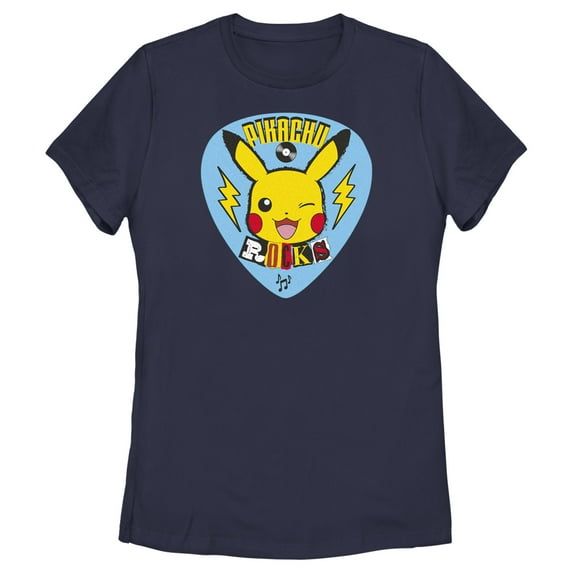Women's Pokemon Pikachu Rocks Graphic Tee Navy Blue X Large