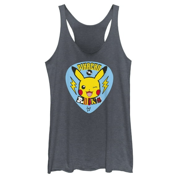 Women's Pokemon Pikachu Rocks Racerback Tank Top Navy Blue Heather X Small