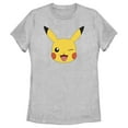 thumbnail image 1 of Women's Pokemon Pikachu Wink Face  Graphic Tee Athletic Heather Medium, 1 of 4