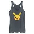 thumbnail image 1 of Women's Pokemon Pikachu Wink Face Racerback Tank Top Navy Blue Heather X Large, 1 of 4