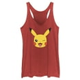 thumbnail image 1 of Women's Pokemon Pikachu Wink Face Racerback Tank Top Red Heather X Small, 1 of 4