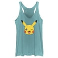 thumbnail image 1 of Women's Pokemon Pikachu Wink Face Racerback Tank Top Tahiti Blue X Large, 1 of 4