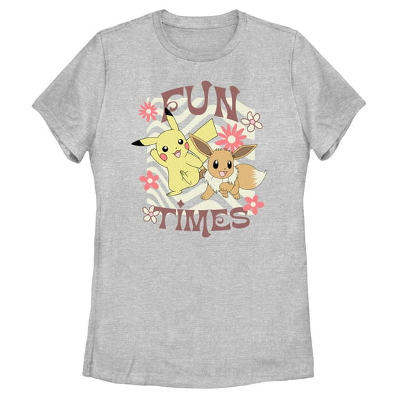 Women's Pokemon Pikachu and Eevee Fun Times  Graphic T-Shirt