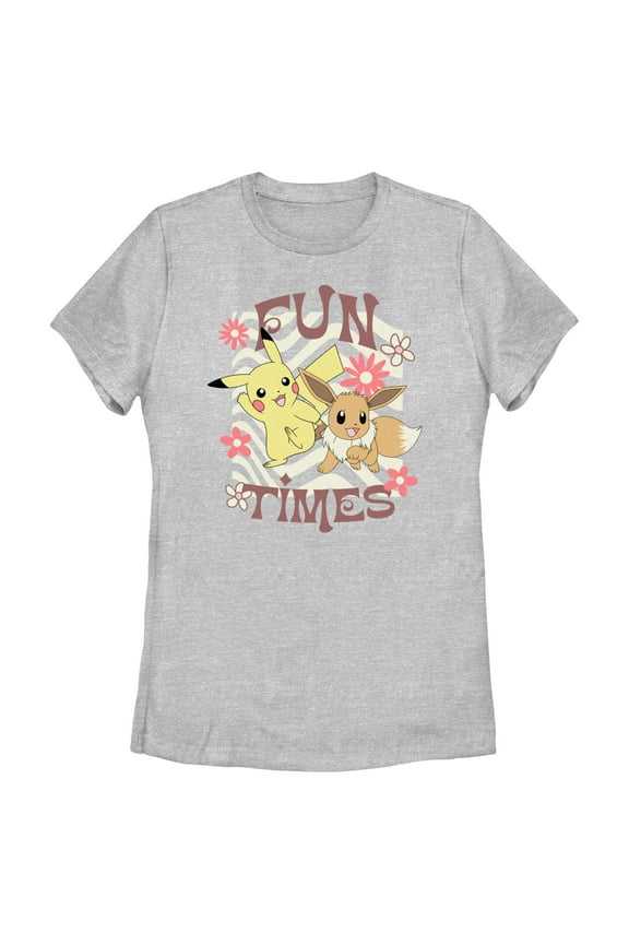 Women's Pokemon Pikachu and Eevee Fun Times Graphic T-Shirt