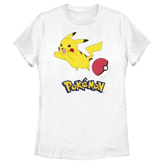 Women's Pokemon Pikachu and Pokeball Graphic Tee White Medium