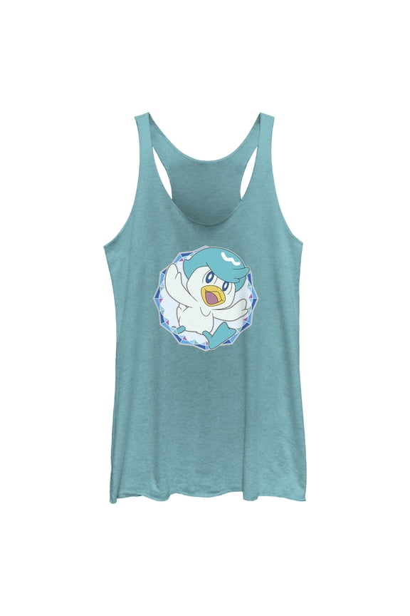 Women's Pokemon Quaxly Circle  Racerback Tank Top Tahiti Blue 2X Large