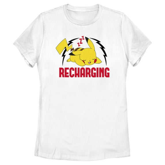 Women's Pokemon Recharging Pikachu Graphic Tee White 2X Large