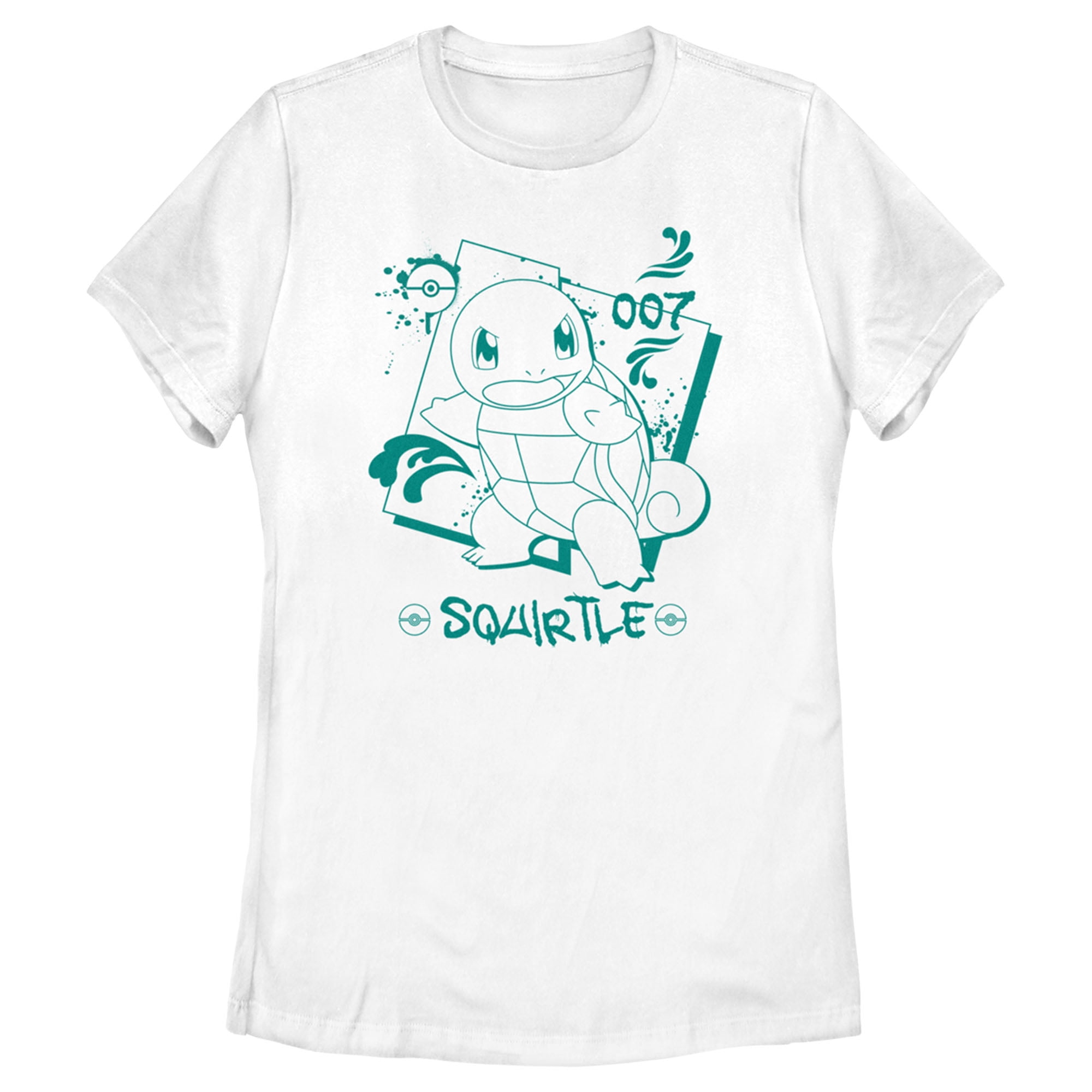 Women's Pokemon Squirtle Graffiti Outline Graphic Tee White Small