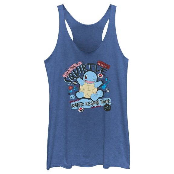 Women's Pokemon Squirtle Kanto Tour Racerback Tank Top Royal Blue Heather Large