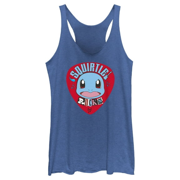 Women's Pokemon Squirtle Rocks  Racerback Tank Top Royal Blue Heather Small