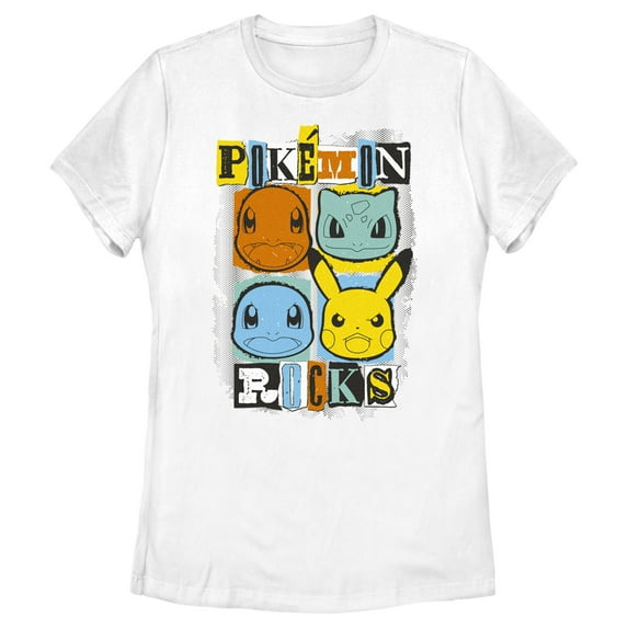 Women's Pokemon Starters Rocks Graphic Tee White Medium