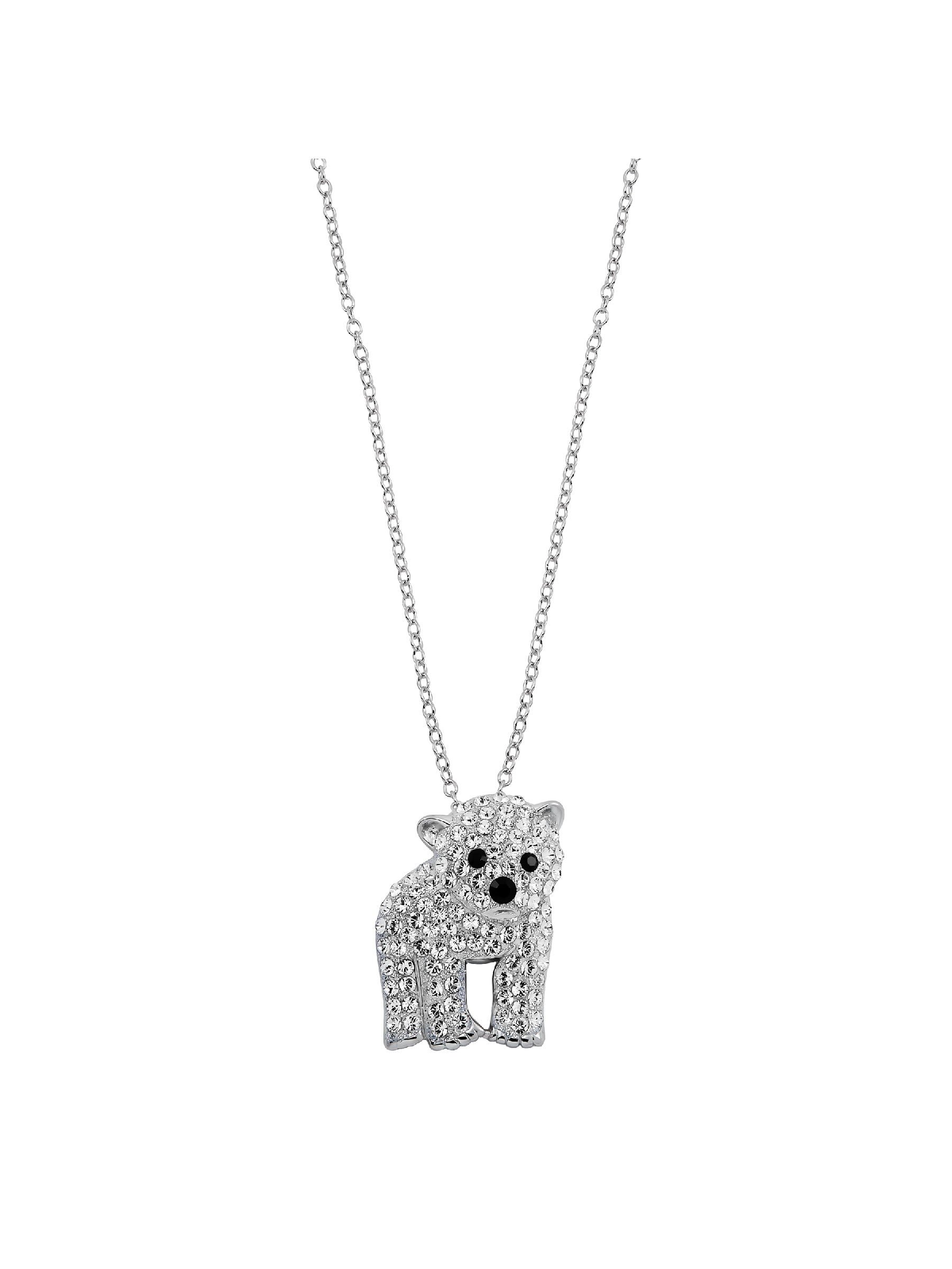 Women s Polar Bear Pendant Necklace with Crystals in Sterling Silver 18