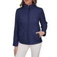 thumbnail image 1 of Women's Polar Fleece Jacket Full Zip Stand Collar Long Sleeve Coat with Pockets Lightweight Warm Winter Outerwear High Neck Casual Jacket, 1 of 9