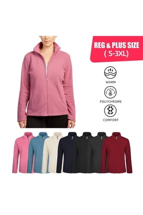 Women’s Polar Fleece Jacket with Pockets Full Zip Up S-3XL Regular & Plus Long Sleeve Lightweight Warm Coat Spring Fall Winter Activewear Womenswear