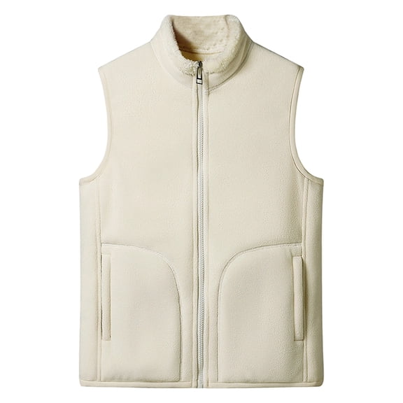 Women's Polar Vest Jacket Full-Zip Warm Sleeveless Outwear Color: White Size: M