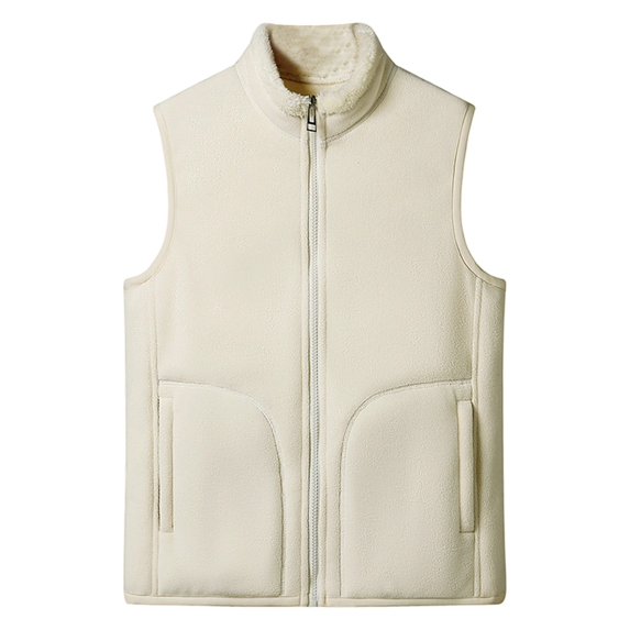 Women's Polar Vest Jacket Full-Zip Warm Sleeveless Outwear Color: White Size: XXXXL