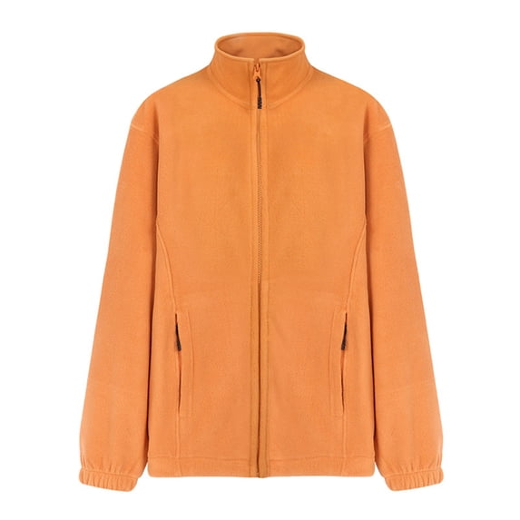 Women's Polar Fleece Warm Jackets For Winter Zip Up Long Sleeve Coat With Pockets High Neck Casual Tops Home Wear (Yellow,L