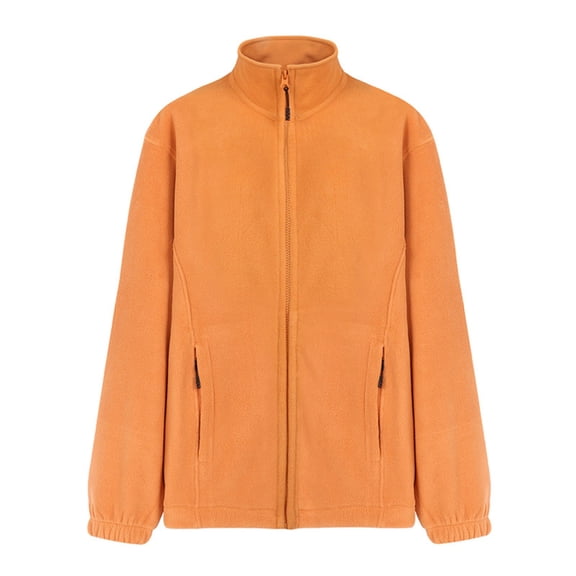 Women's Polar Fleece Warm Jackets For Winter Zip Up Long Sleeve Coat With Pockets High Neck Casual Tops Home Wear (Yellow,M