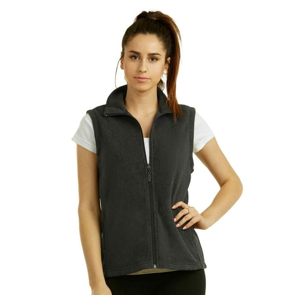 Women's Polar Fleece Zipper Vest Sleeveless Jacket, Charcoal Gray S, 1 Pack