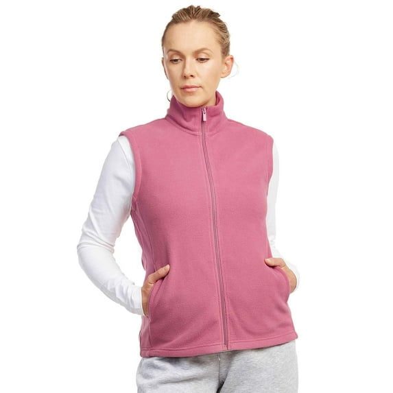 Women's Polar Fleece Zipper Vest Sleeveless Jacket, Dark Rose M, 1 Pack