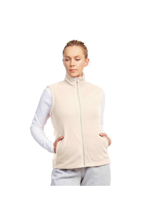 Women's Polar Fleece Zipper Vest Sleeveless Jacket, Oat M, 1 Pack