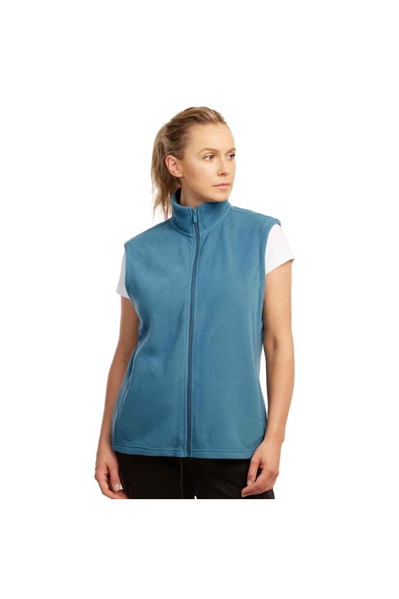 Women's Polar Fleece Zipper Vest Sleeveless Jacket, Steel Blue M, 1 Pack