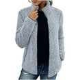 thumbnail image 1 of Women's Polar Soft Fleece Jacket Classic Fit Long Sleeve Full Zip Fleece Lined Sherpa Coat Fall Winter Stand Collar Recreation Coat with Pockets, 1 of 5