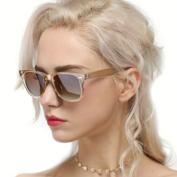 Women's Polarized Mirror Fashion Glasses Protection Anti-Glare Tortoiseshell Frames Lightweight Fashion Shades with Case & Cloth for Outdoor Beach Driving, Stylish Accessory
