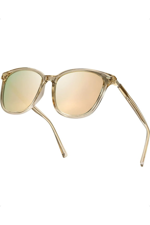 Women's Polarized Sunglasses with Mirrored Lens & UV400 Protection - Trendy & Stylish Large Glasses