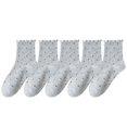 thumbnail image 1 of Women's Polka Dot Ankle Socks Set Soft Cotton Blend Ruffle Trim Cuff Multiple Color Combos 5 Pairs, 5 PK Gray, 1 of 6