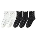 thumbnail image 1 of Women's Polka Dot Ankle Socks Set Soft Cotton Blend Ruffle Trim Cuff Multiple Color Combos 5 Pairs, 5 PK-MUL B, 1 of 6