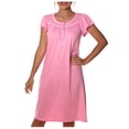 thumbnail image 1 of Women's Polka Dot Cap Sleeves Fancy Embroidery Nightgown Sleepwear, Large Pink, 1 of 5