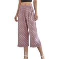 thumbnail image 1 of Women's Polka Dot Floral Eighth Wide Leg High Waist Loose Home Casual Pants, 1 of 3